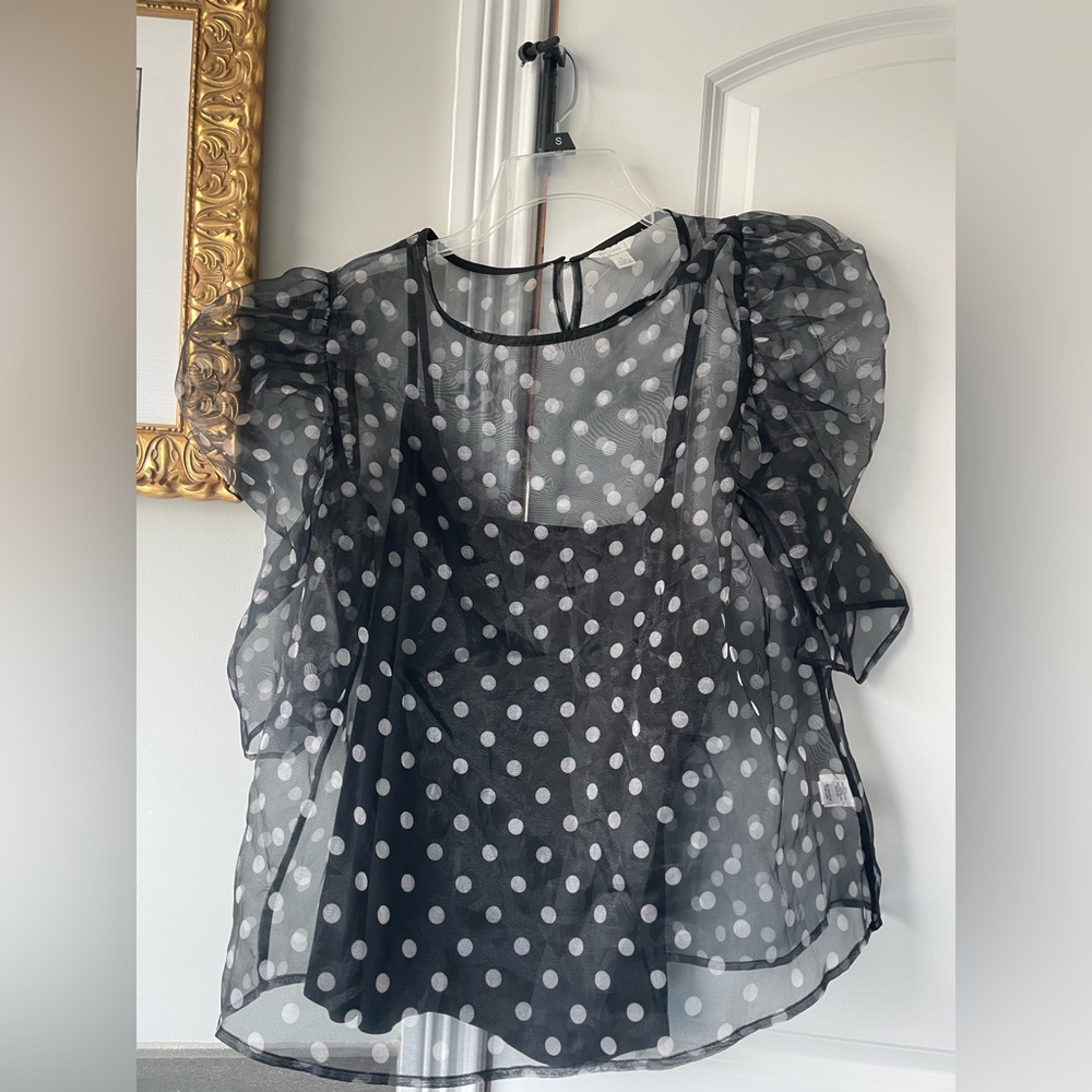 Black Polka Dot Sheer Top